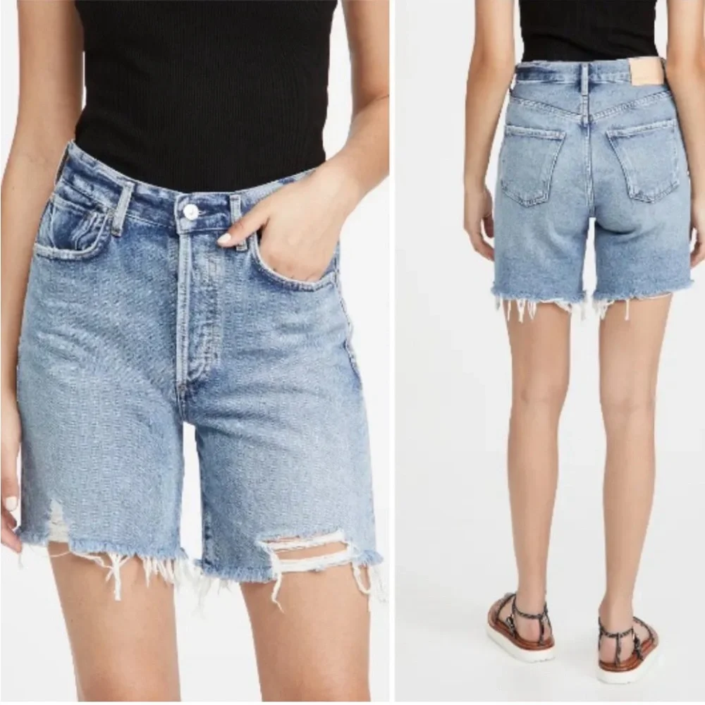 Citizens of Humanity Camilla Frayed Hem button fly Shorts Summer Shower - Picture 8 of 8